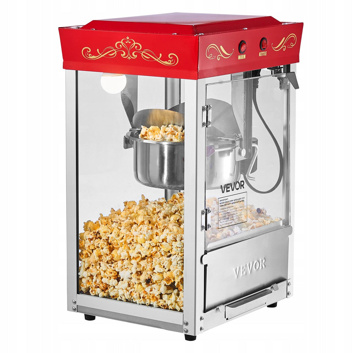PROFESSIONAL POPCORN MACHINE VEVOR 800W STAINLESS STEEL KETTLE 48