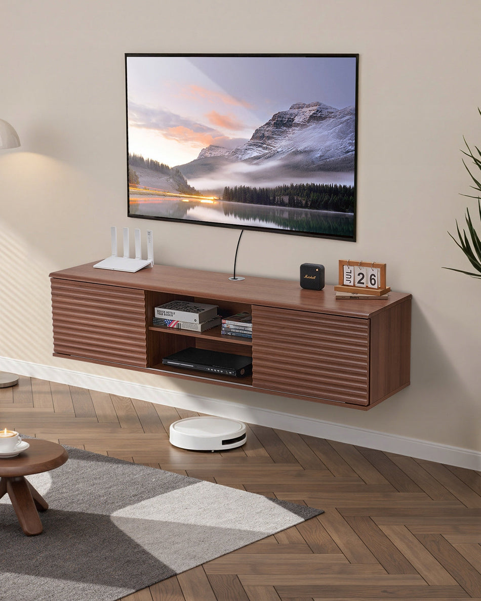 VEVOR 60 TV WALL CABINET WITH ADJUSTABLE SHELF AND DOORS STRONG
