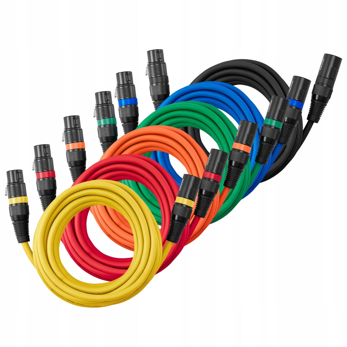 VEVOR XLR CABLE 4.57 M 6 PCS BALANCED MICROPHONE CABLES GOLD-PLATED