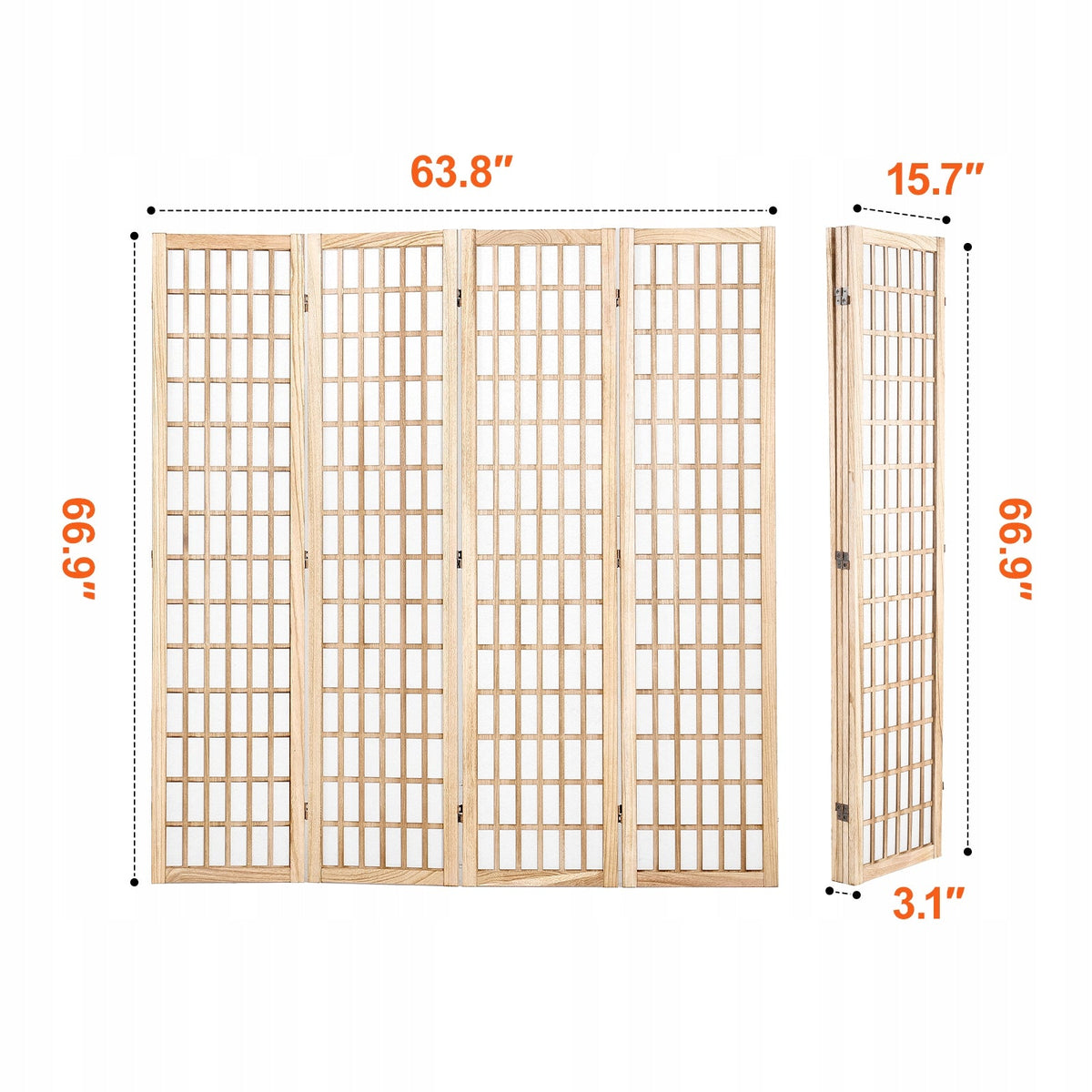 VEVOR 4-PANEL 360 JAPANESE FOLDING SCREEN SOLID WOOD ROOM DIVIDER