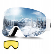 FRAMELESS SKI GOGGLES VEVOR CYLINDRICAL MAGNETIC PINK LENSES