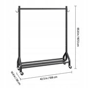 VEVOR PROFESSIONAL ROLLING CLOTHES RACK WITH ROD AND HOOKS 90KG