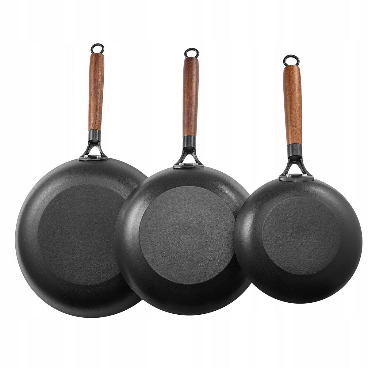 VEVOR CAST IRON FRYING PAN SET 205 265 310 MM DURABLE NON-STICK
