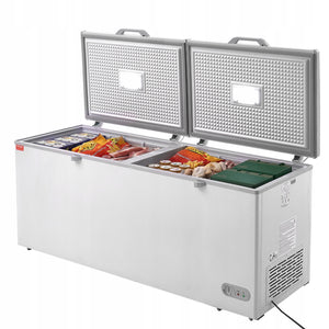 VEVOR 561L CHEST FREEZER 19.8 CU FT 7-LEVEL TEMPERATURE CONTROL LED 6 WHEELS