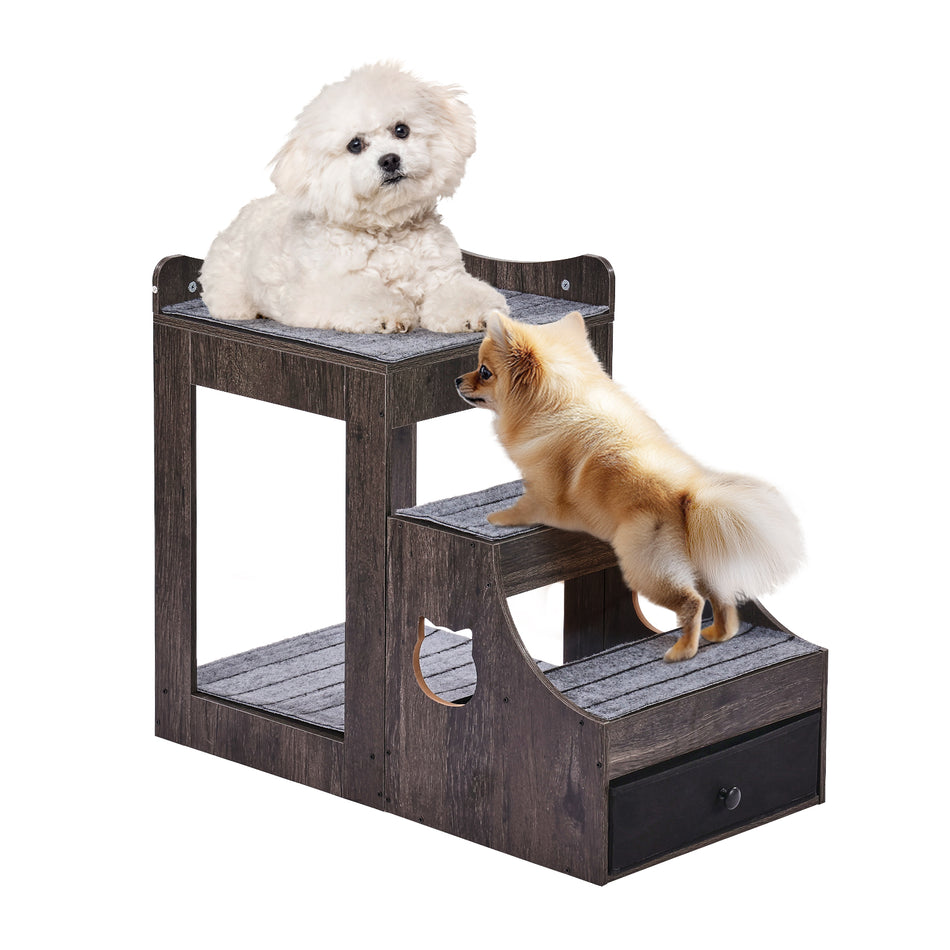 VEVOR BUNK BED FOR PETS REMOVABLE STAIRS WINDOW PERGOLA GREY