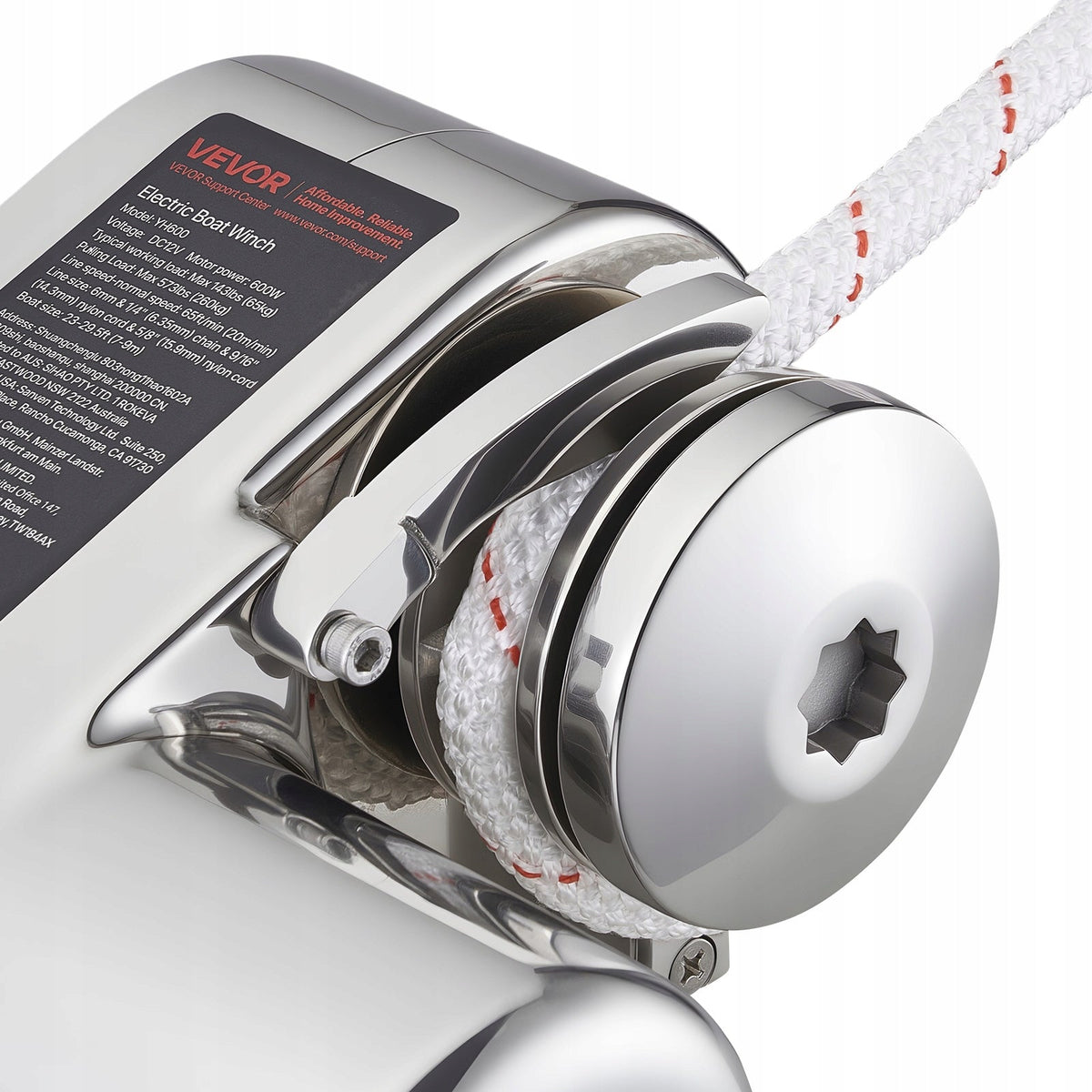 VEVOR 12V 600W ELECTRIC FISHING WINCH 316 STAINLESS STEEL