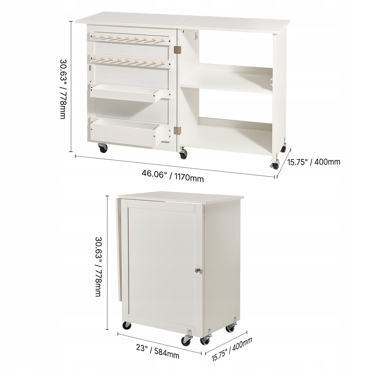VEVOR FOLDING SEWING TABLE MULTIFUNCTIONAL MACHINE TABLE WITH WHEELS