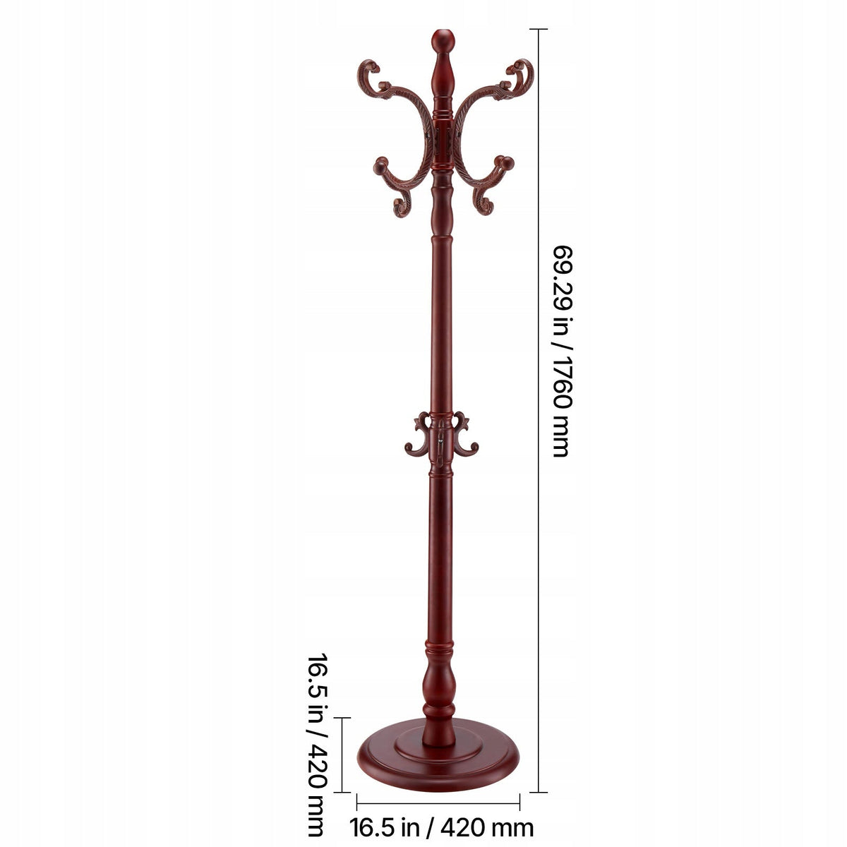 VEVOR WOODEN COAT RACK 11 HOOKS STURDY BASE 1760MM