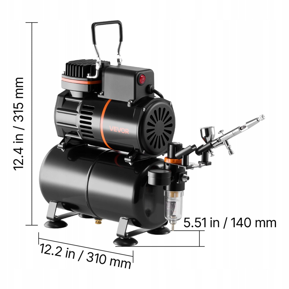 VEVOR 1/6 HP AIRBRUSH KIT WITH AIR COMPRESSOR AND 24 ACRYLIC PAINTS