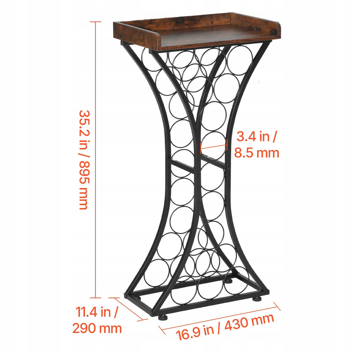 VEVOR WINE RACK FOR 15 BOTTLES FREESTANDING SOLID METAL WOOD