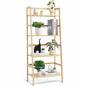 VEVOR STURDY BAMBOO LADDER SHELF 4-TIER OPEN BOOKCASE