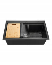 VEVOR 84x56x25 CM PREMIUM BLACK GRANITE KITCHEN SINK COUNTERTOP MOUNT