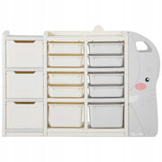 VEVOR 4-TIER ELEPHANT TOY STORAGE SHELF STURDY HDPE ORGANIZER BEIGE GREY