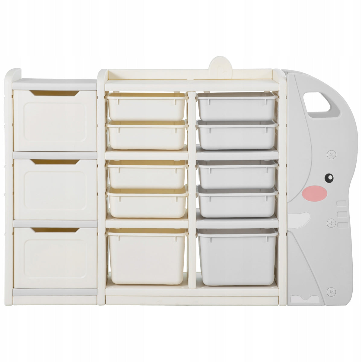 VEVOR 4-TIER ELEPHANT TOY STORAGE SHELF STURDY HDPE ORGANIZER BEIGE GREY