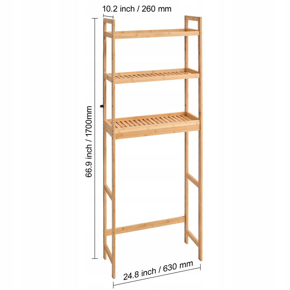 VEVOR OVER-THE-TOILET BAMBOO SHELF 3-TIER ADJUSTABLE STURDY ORGANIZER