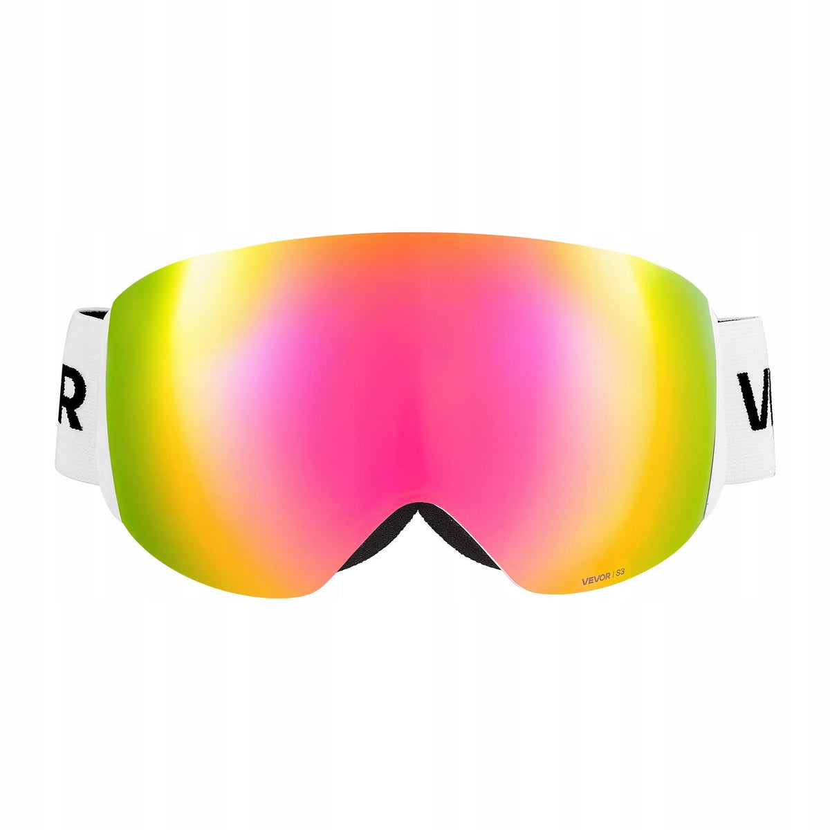 VEVOR FRAMELESS SPHERICAL SKI GOGGLES PINK REVO COATING ANTI-FOG