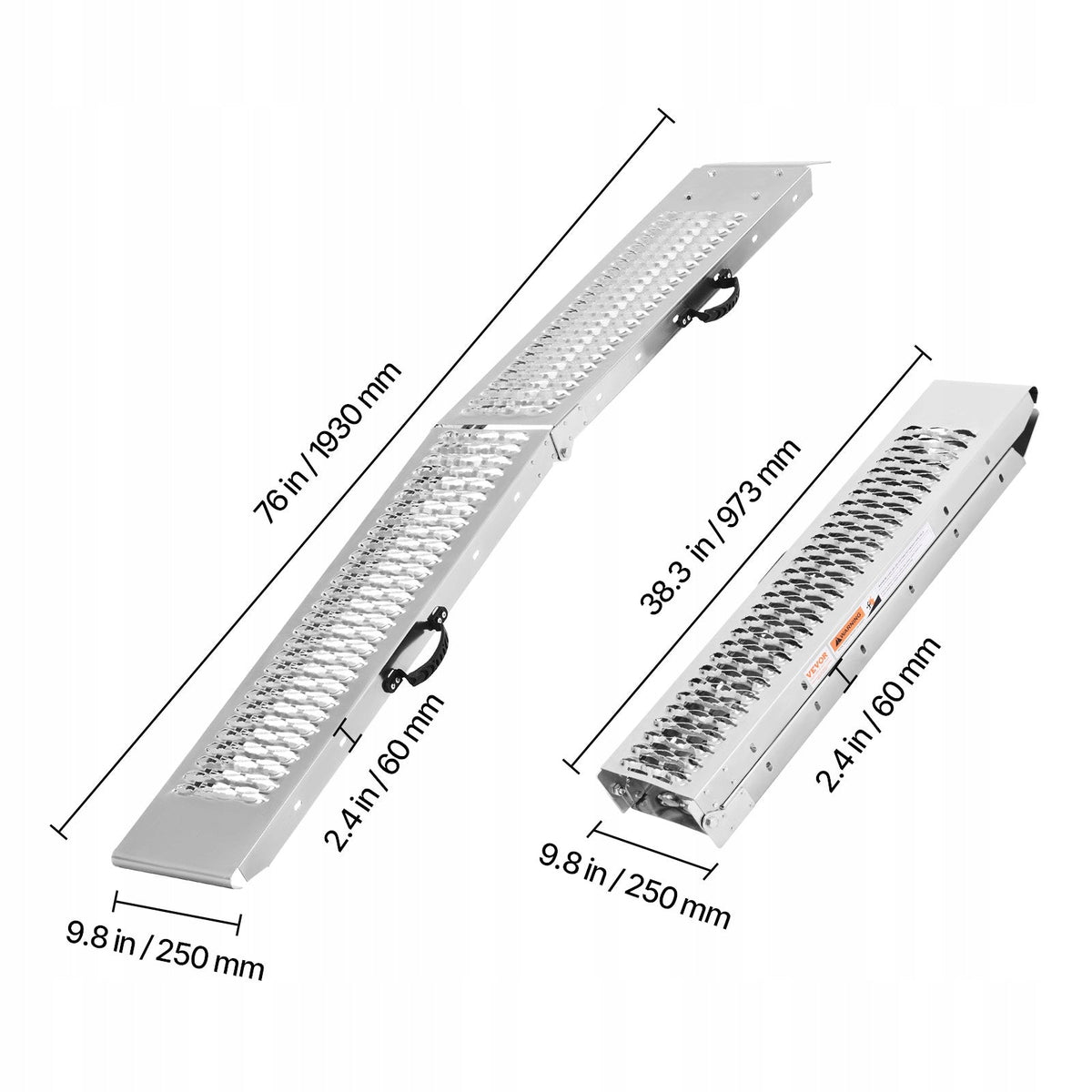 VEVOR 2-PIECE ALUMINUM RAMPS HEAVY DUTY LOADING RAMP 1000 LBS CAPACITY