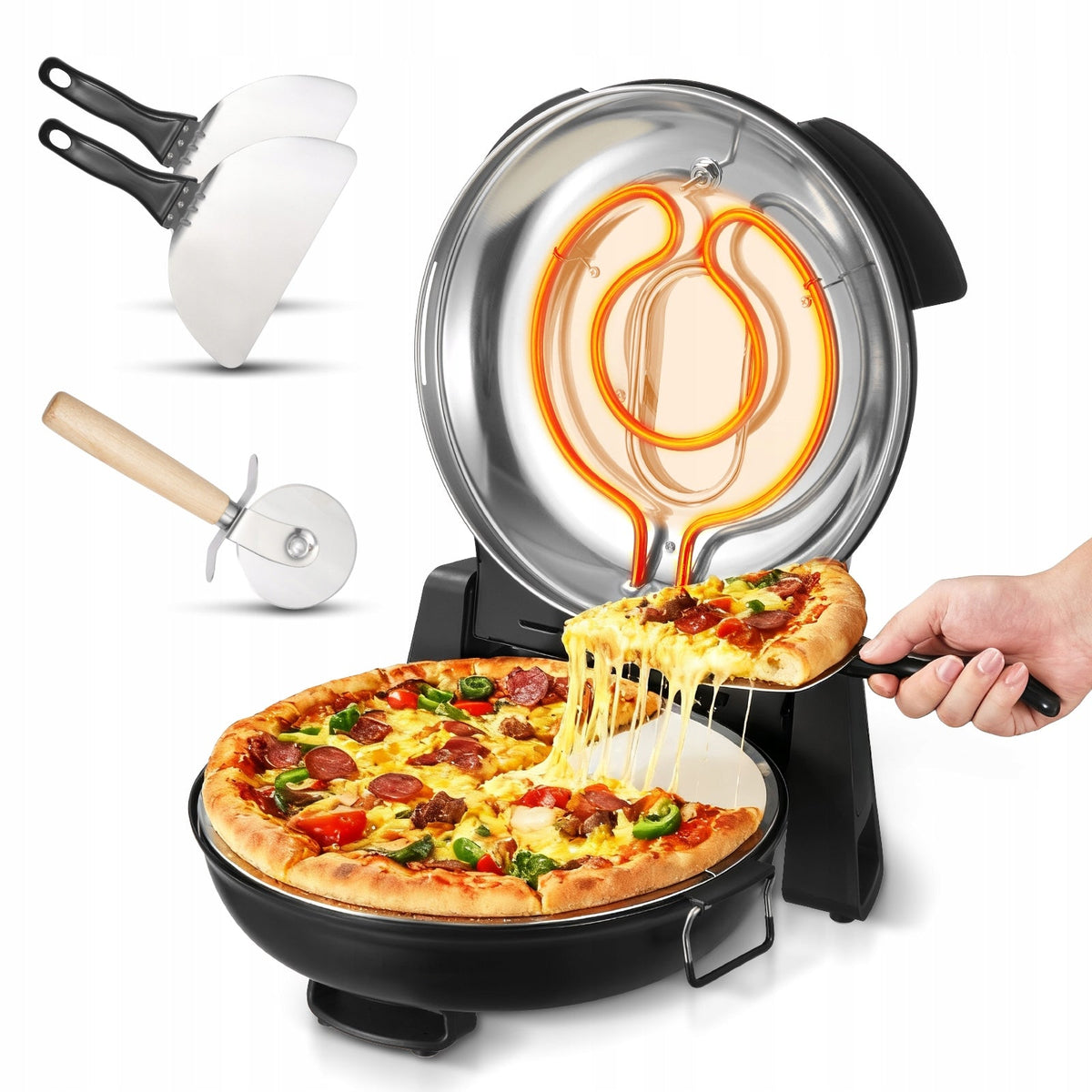VEVOR 1200W ELECTRIC PIZZA OVEN WITH 12-INCH CORDIERITE STONE