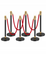 VEVOR STANCHIONS 6 PCS WITH 4 RED VELVET ROPES STRONG