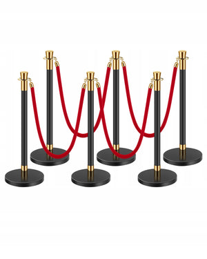 VEVOR STANCHIONS 6 PCS WITH 4 RED VELVET ROPES STRONG