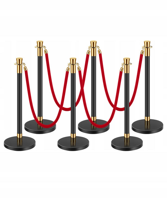VEVOR STANCHIONS 6 PCS WITH 4 RED VELVET ROPES STRONG