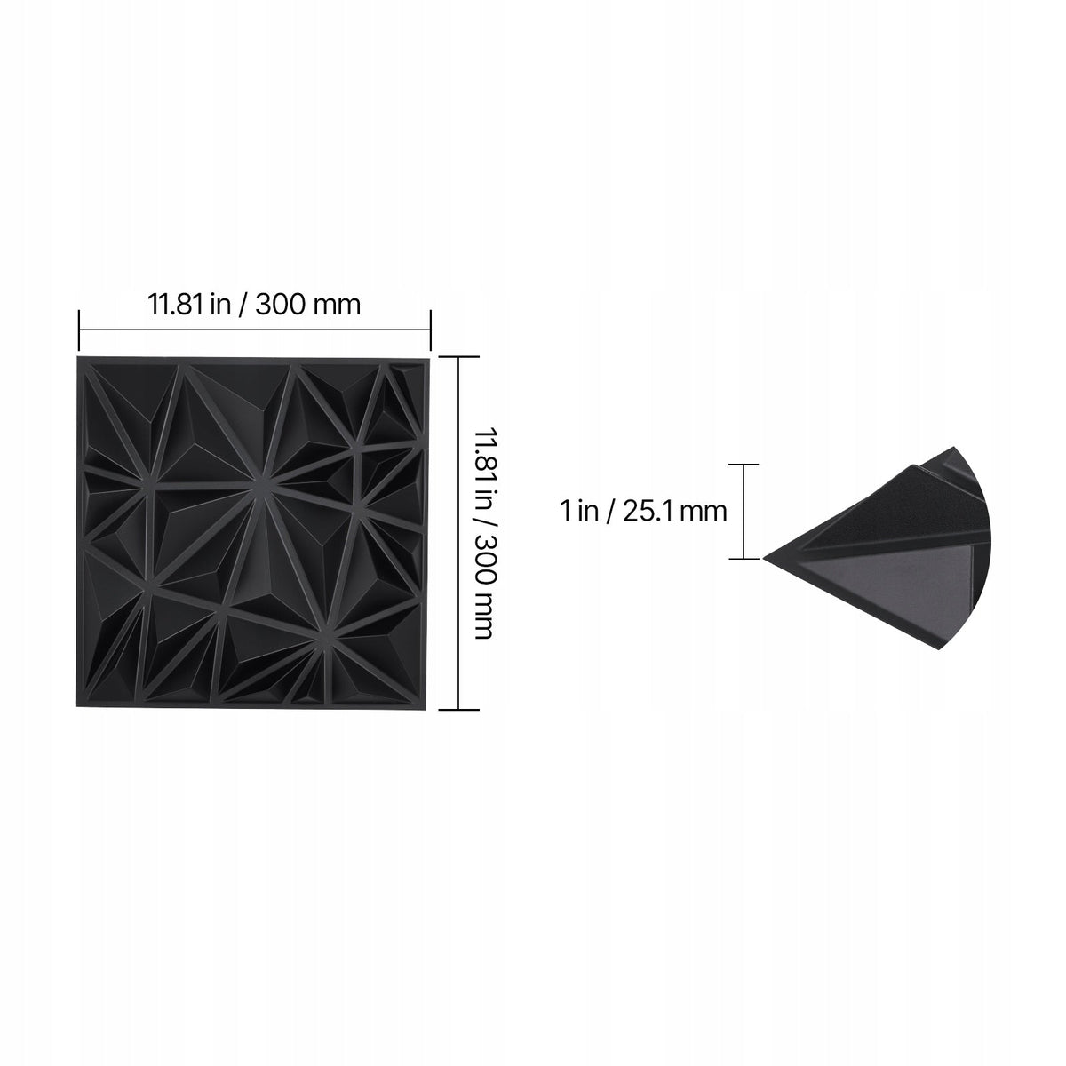 VEVOR 3D WALL PANELS 33 PCS 30X30 CM PVC DIAMOND MATTE BLACK PREMIUM