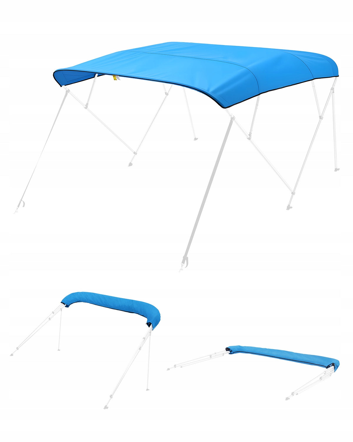 VEVOR BIMINI TOP BOAT COVER 4 BOW 600D WATERPROOF POLYESTER