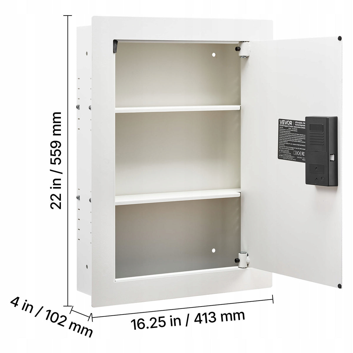 VEVOR 22 INCH WALL SAFE STRONG LOCK PASSWORD CARD KEY ADJUSTABLE SHELVES