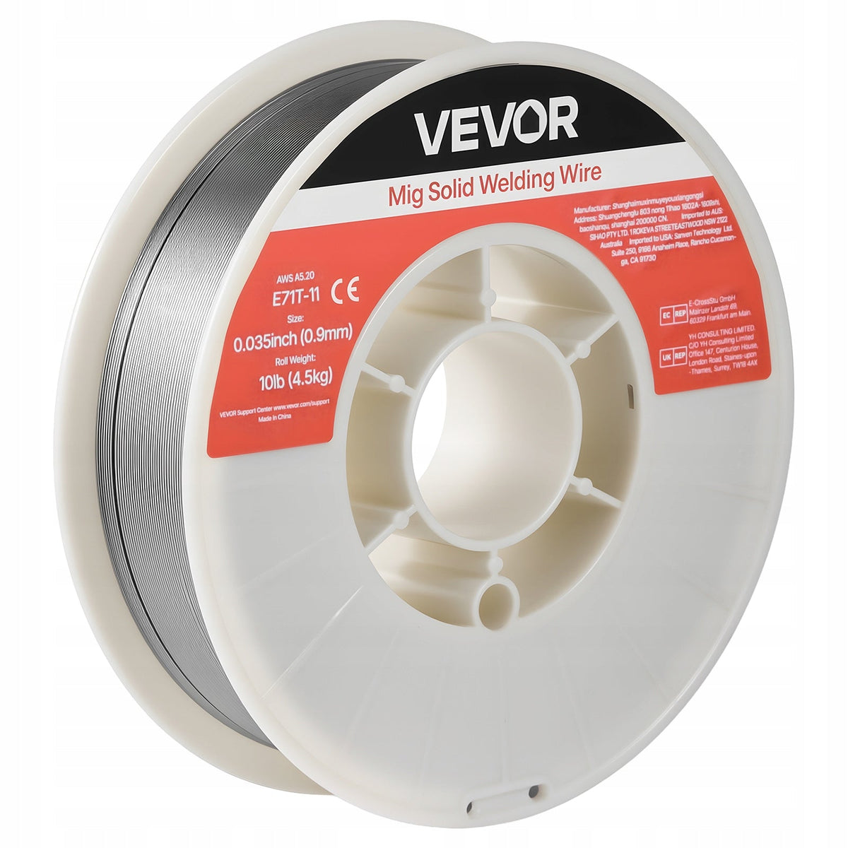 VEVOR 0.9MM E71T-11 FLUX CORE WIRE FOR GASLESS MIG WELDING 4.5KG STRONG