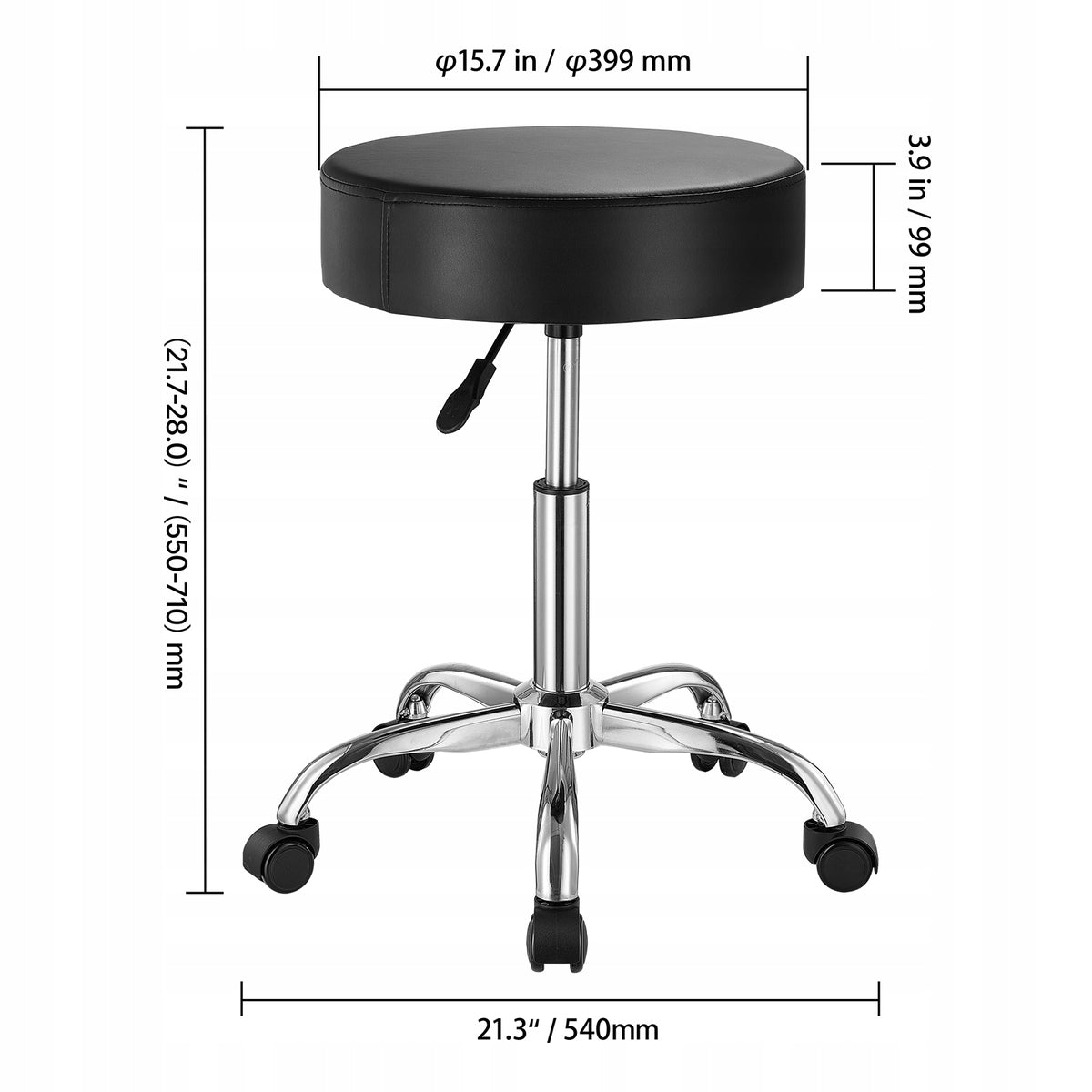 VEVOR SADDLE STOOL ROTATING HEIGHT ADJUSTABLE 204 KG BLACK