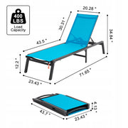 VEVOR GARDEN LOUNGER ALUMINUM SUN LOUNGER WITH 5 ADJUSTMENTS FOLDABLE BLUE