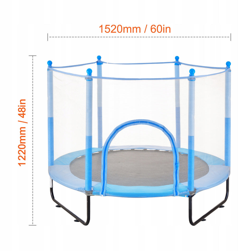 VEVOR 60-inch Kids Outdoor Mini Trampoline with Enclosure Net and Basketball Hoop