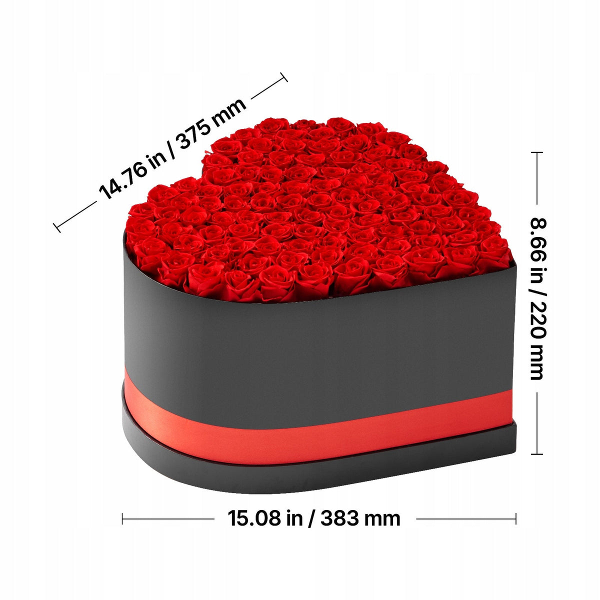 VEVOR 100 EVERLASTING ROSES IN HEART BOX ROMANTIC GIFT RED BOUQUET