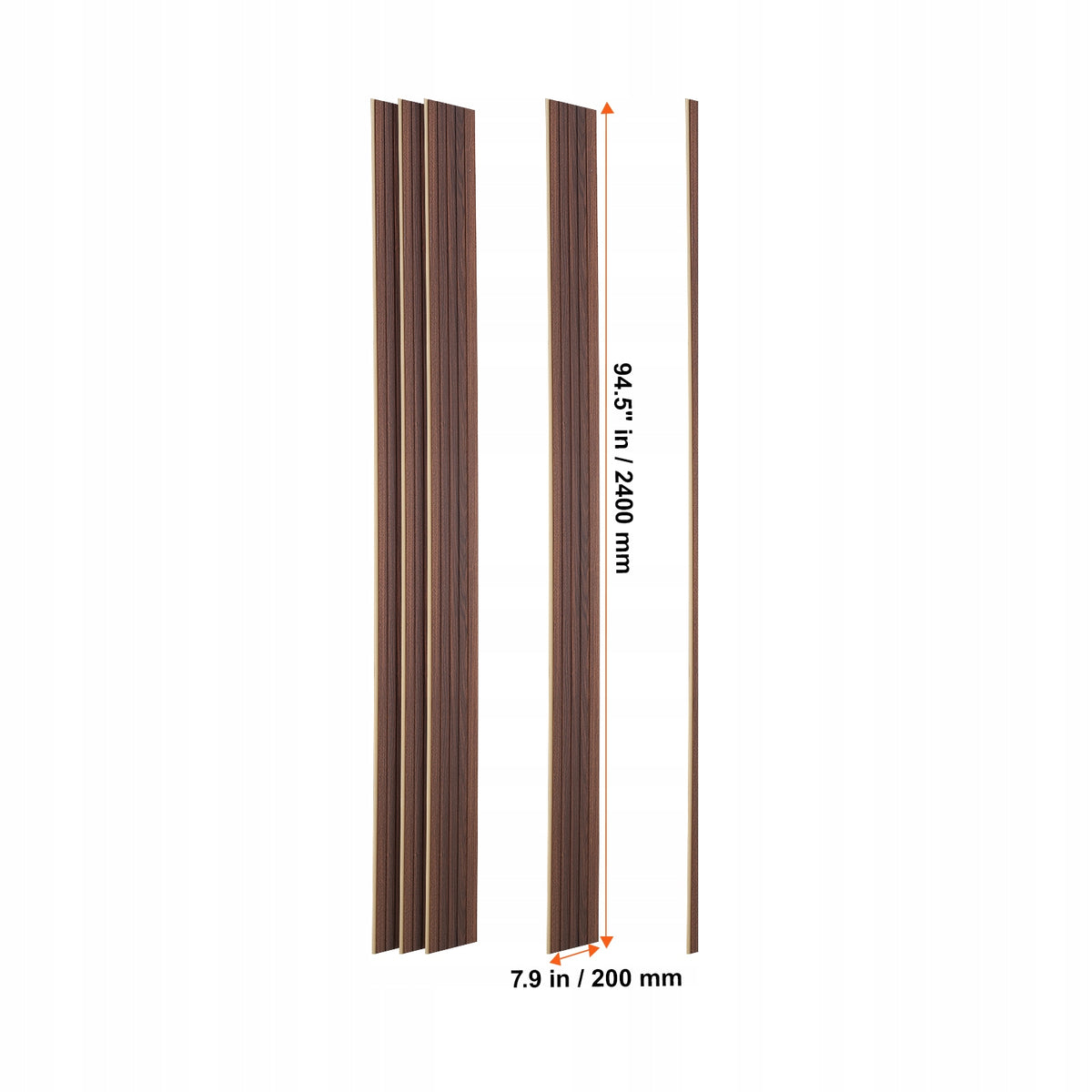 SET OF 8 VEVOR ACOUSTIC PANELS 2450X166MM DARK TEAK STRONG