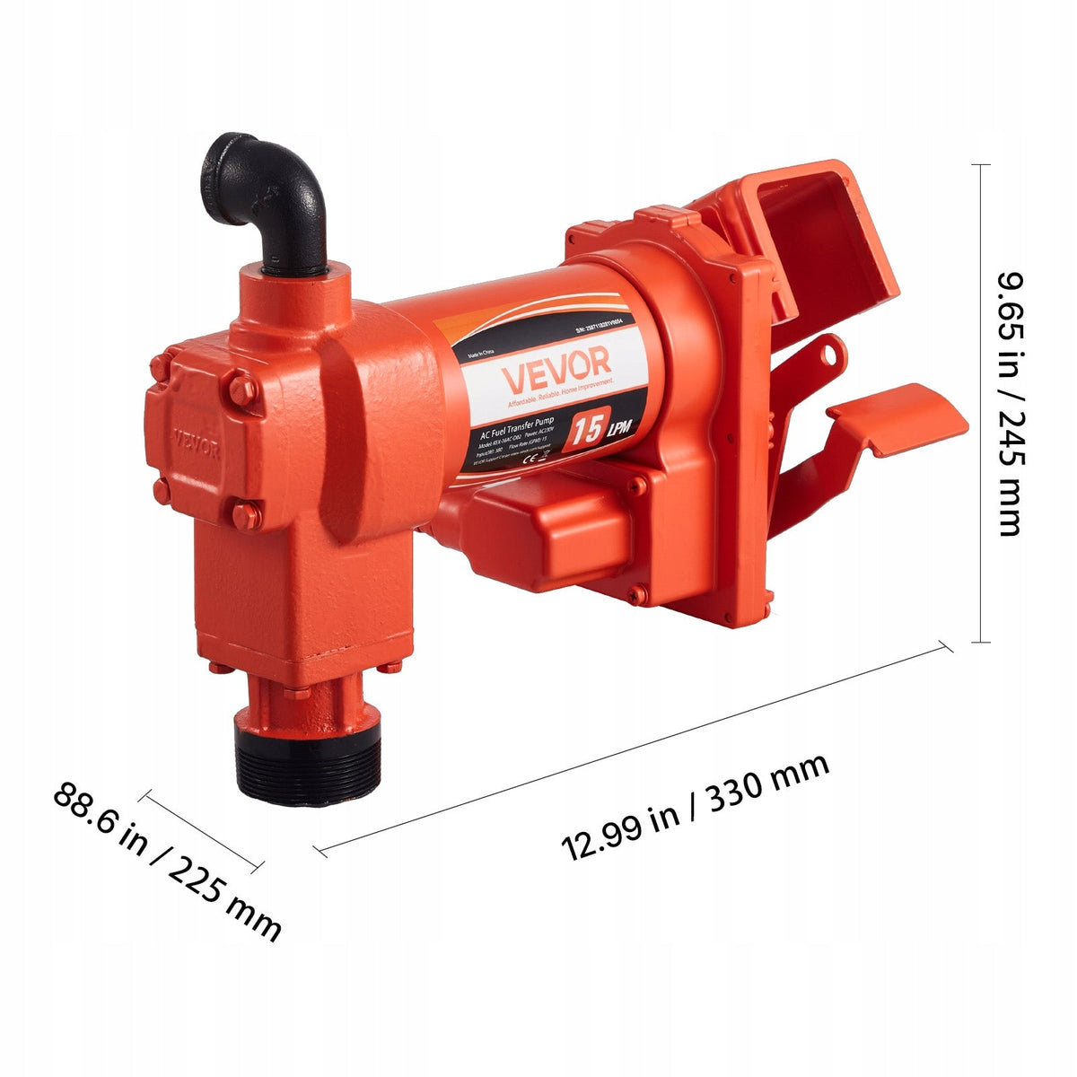 VEVOR FUEL TRANSFER PUMP 230V AC 15 GPM 57 L MIN ELECTRIC