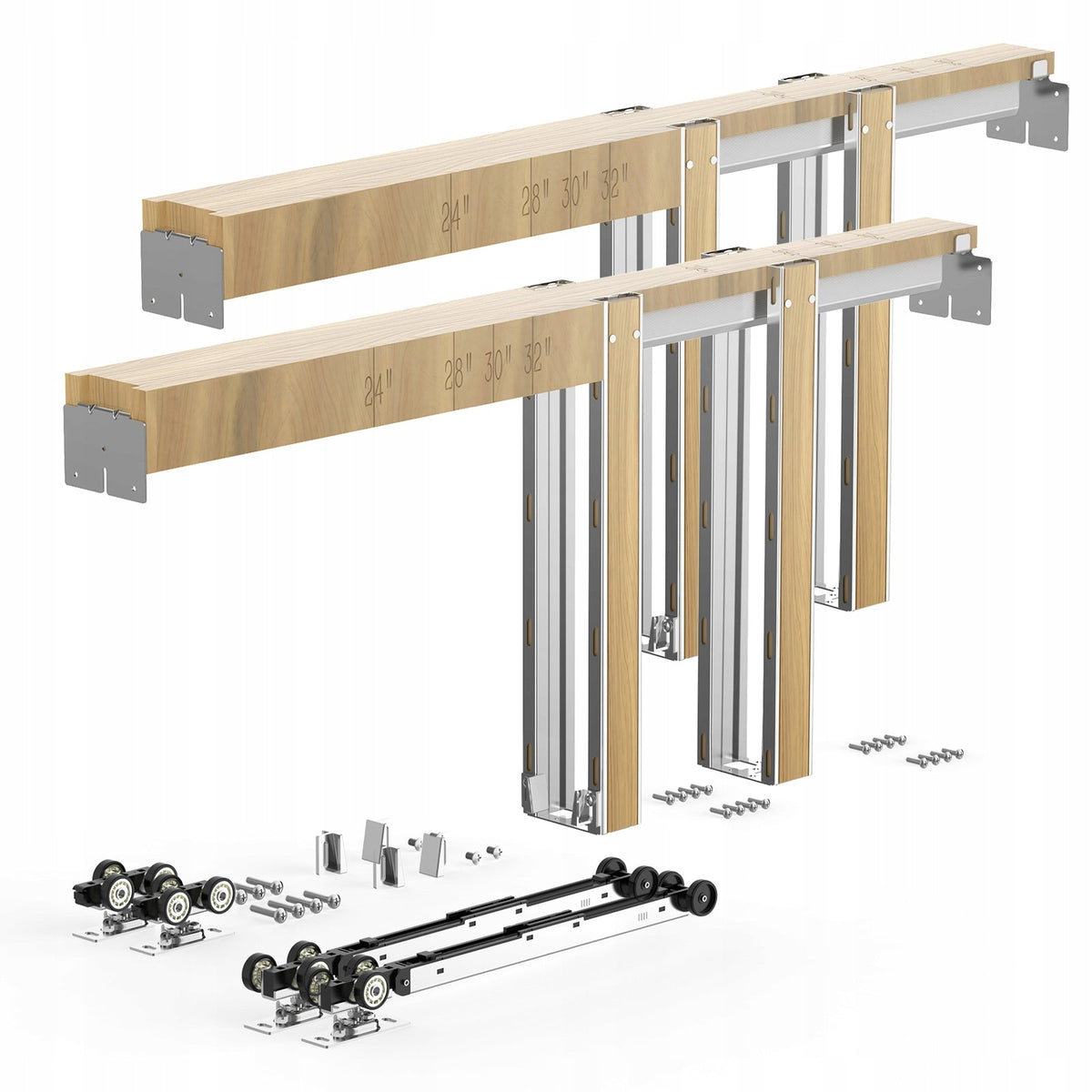 VEVOR 1219-1829MM SLIDING DOOR FRAME KIT SOFT CLOSE STEEL