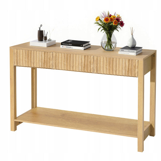 VEVOR RUSTIC CONSOLE TABLE 120X30X80 CM WITH DRAWERS AND STORAGE
