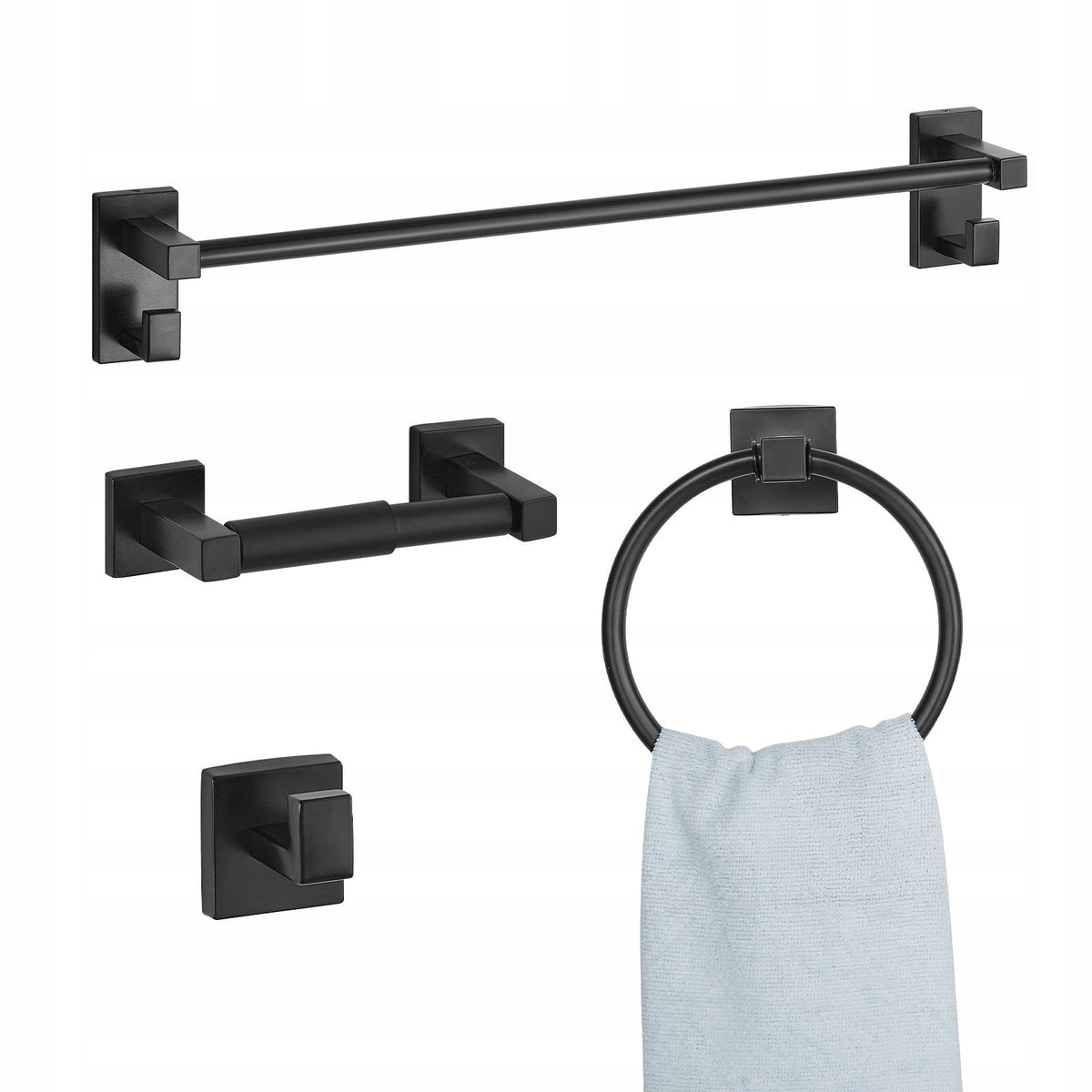 VEVOR BATHROOM ACCESSORY SET SUS201 STAINLESS STEEL 4 PIECES