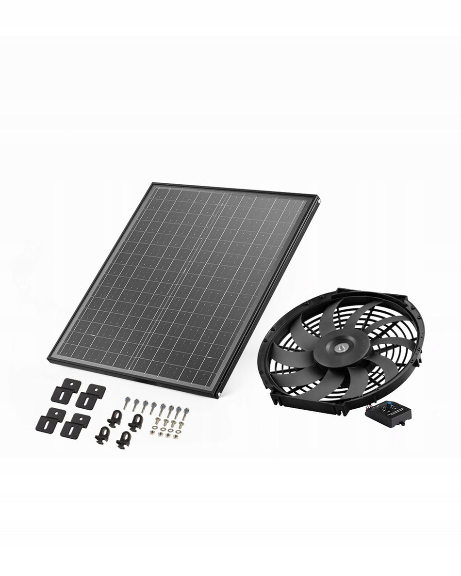 VEVOR PROFESSIONAL SOLAR FAN 340X70 MM 1300 CFM BLACK ROOF MOUNTED