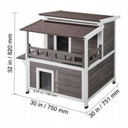VEVOR OUTDOOR CAT HOUSE TWO-TIER WOODEN BALCONY