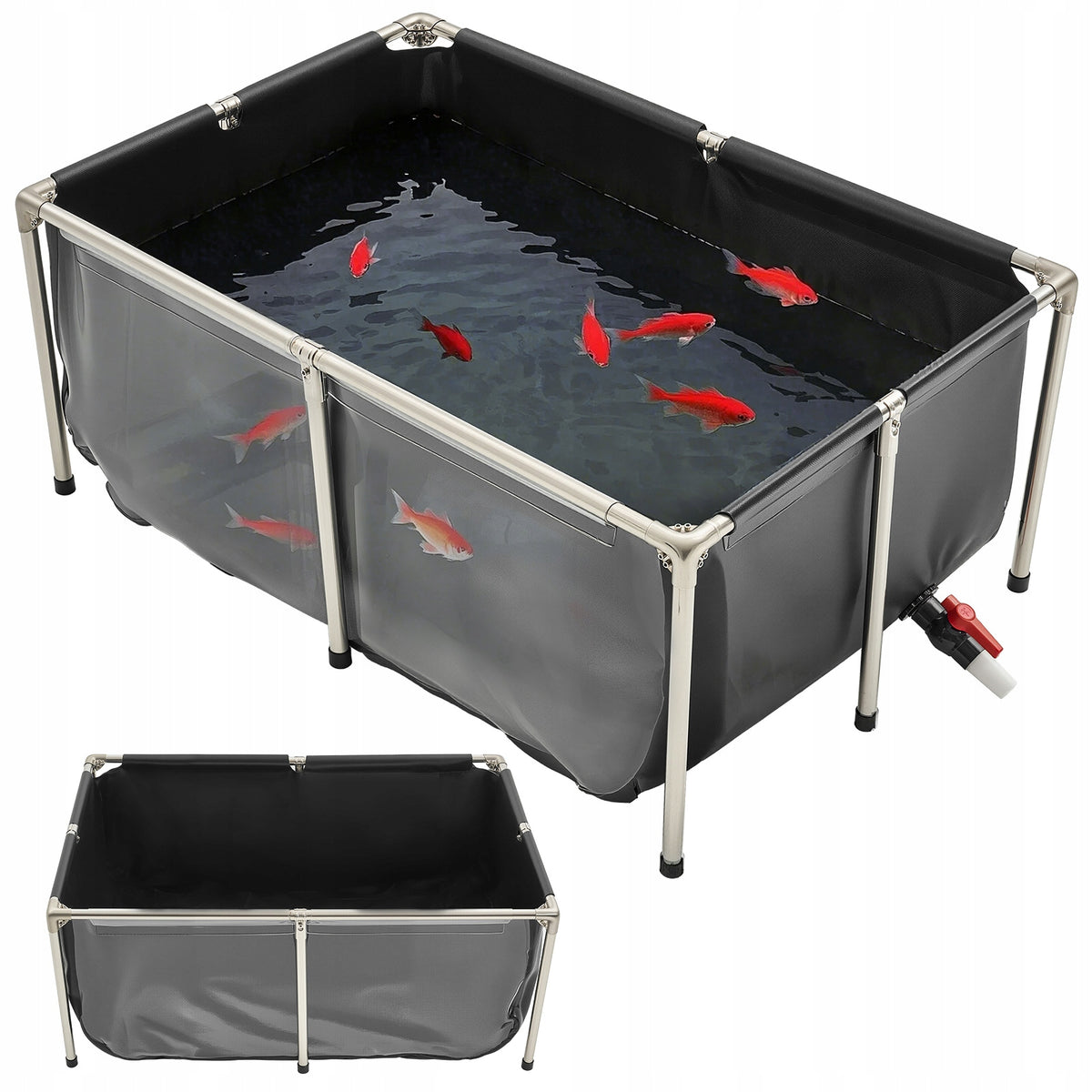 VEVOR 480L PROFESSIONAL FISH POND PVC STAINLESS STEEL FRAME VALVE