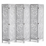 VEVOR ROOM DIVIDER 6 PANEL WOODEN FOLDING WHITE BOHO STURDY