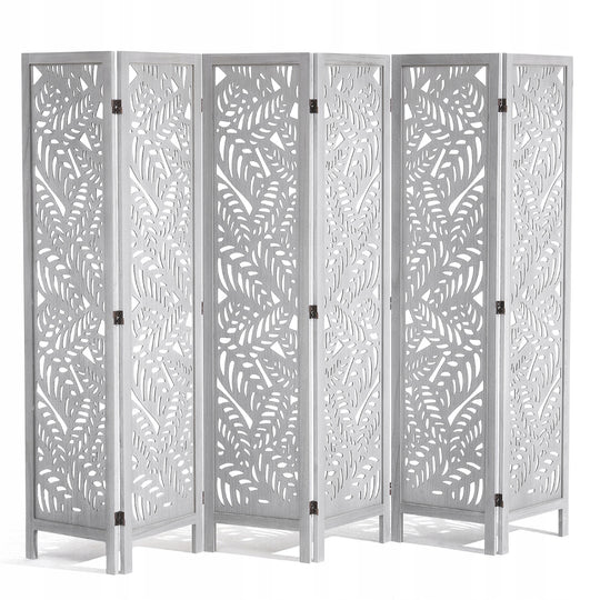 VEVOR ROOM DIVIDER 6 PANEL WOODEN FOLDING WHITE BOHO STURDY