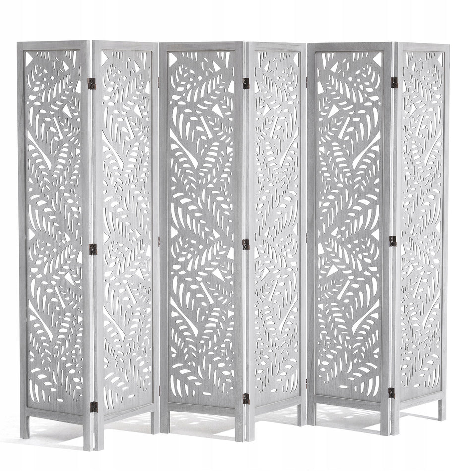 VEVOR ROOM DIVIDER 6 PANEL WOODEN FOLDING WHITE BOHO STURDY