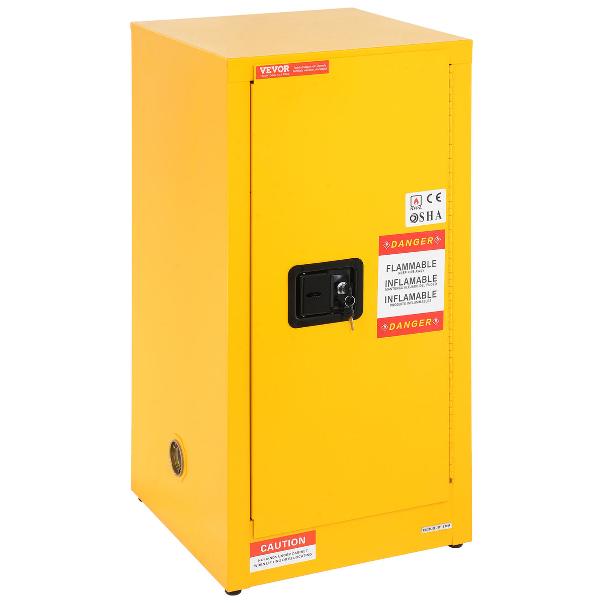 VEVOR 16-GALLON FLAMMABLE LIQUID SAFETY CABINET 460X460X900MM