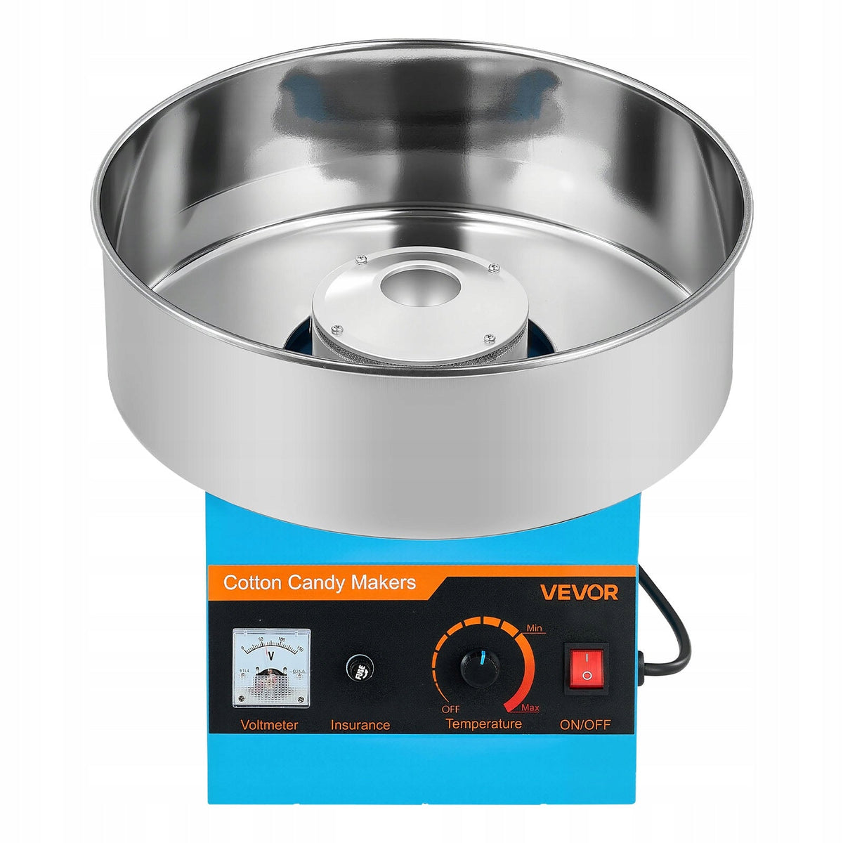 VEVOR 1000W COTTON CANDY MACHINE WITH 38CM STAINLESS STEEL BOWL
