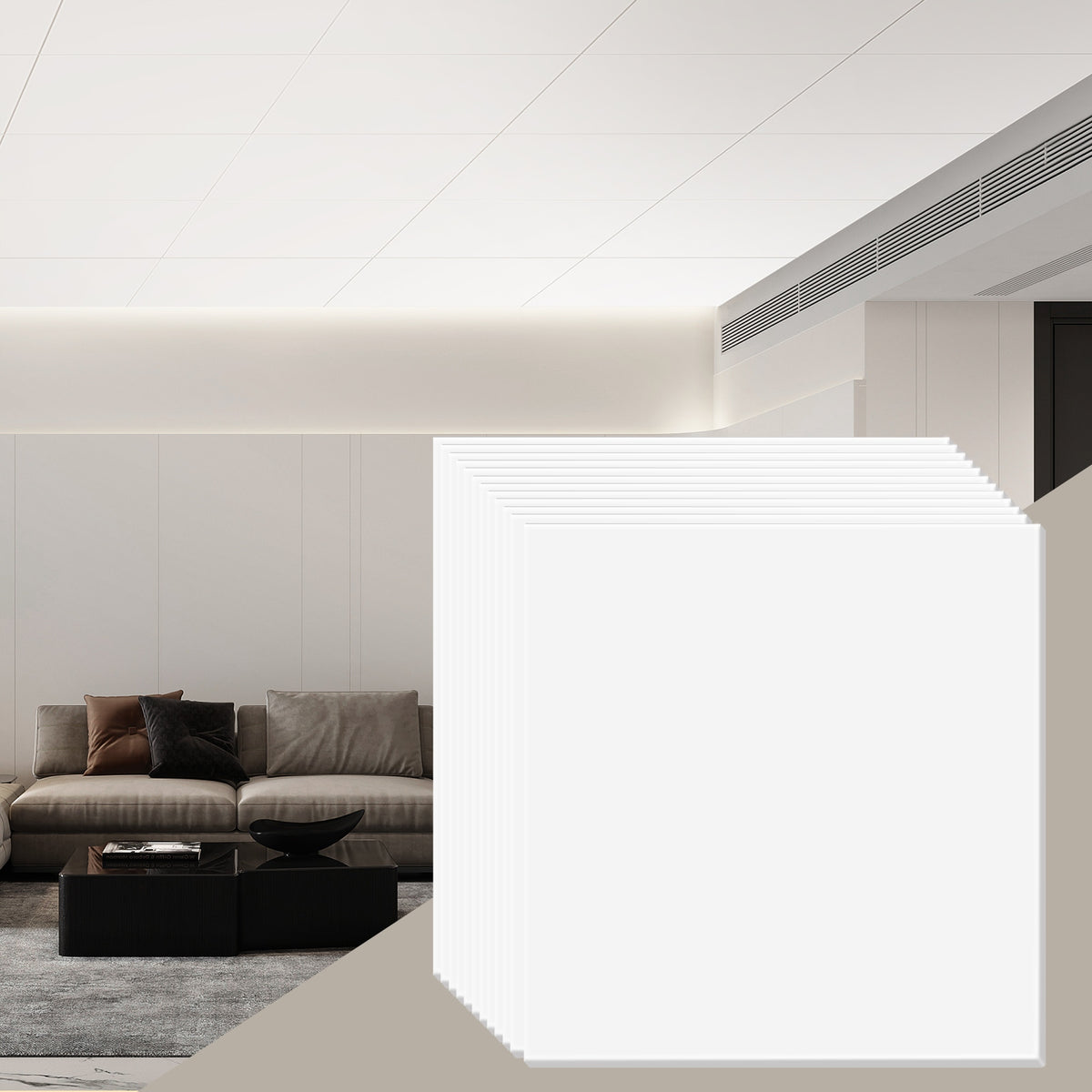 VEVOR CEILING TILES 12 PCS 24X24 INCH PREMIUM PVC FIREPROOF STRONG