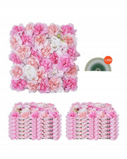 VEVOR ARTIFICIAL HEDGE 12 PCS 380X380X65 MM PINK PE STRONG PANEL WALL