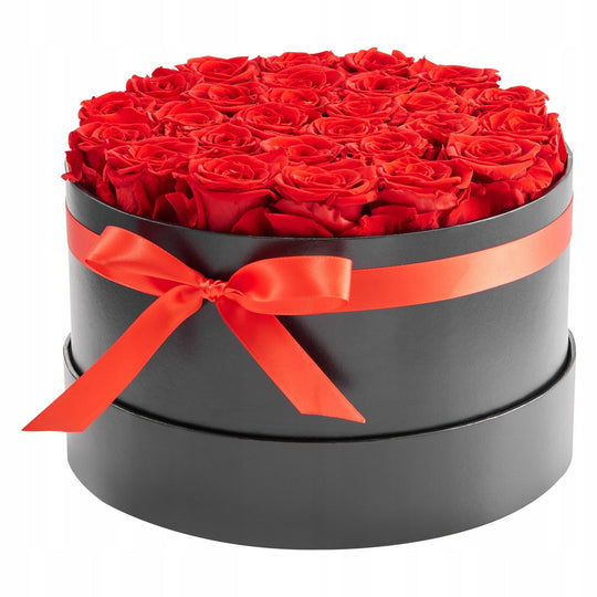 VEVOR GIFT 27 EVERLASTING ROSES IN ROUND BOX PRESERVED BOUQUET