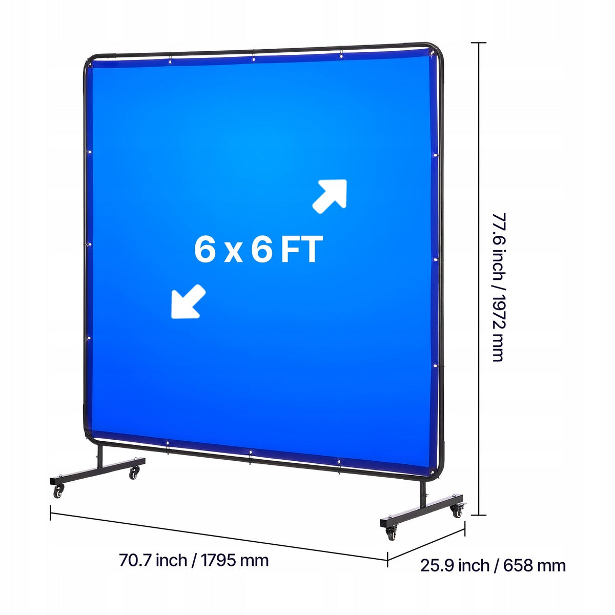VEVOR PROFESSIONAL WELDING SCREEN 1740X1740 MM FRAME WHEELS UV6 DEGREE